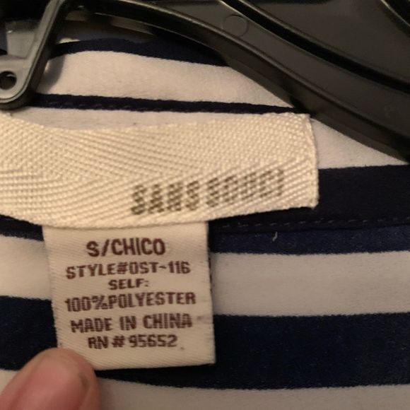 Sans Souci Woman’s Black White Stripe Blouse size Small - Picture 4 of 7